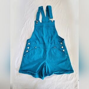 Montana Jeans Bright Bleu Short Overalls Romper (sz Junior 7)